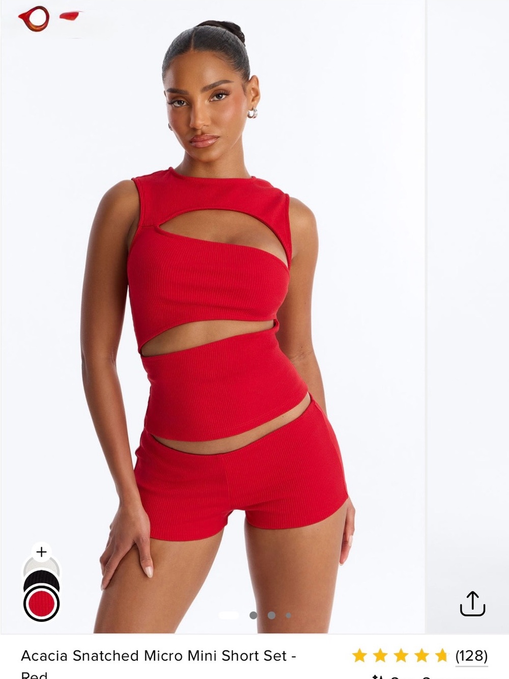 Fashion Nova Red Ribbed Cutout Crop Top